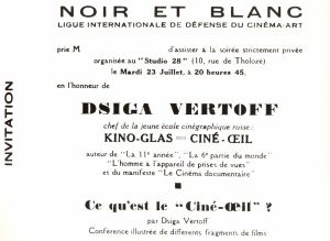 Noir et Blanc. Ligue International de defense du cinema-art: Dsiga Vertoff