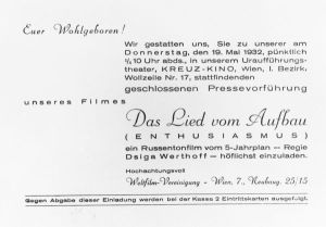 Invitation to "Das Lied vom Aufbau"