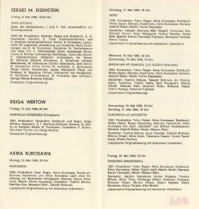 Österreichisches Filmmuseum Wien: Sergej M. Eisenstein, Dsiga Wertow, Akira Kurosawa