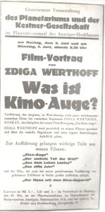 Planetarium und Kestner-Gesellschaft: Film-Vortrag von Zdiga Werthoff "Was ist Kino-Auge?"