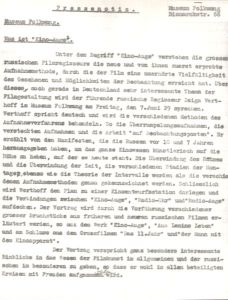 Museum Folkwang: Pressenotiz. Was ist 'Kino-Auge'?