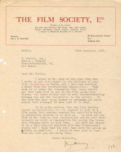Brief der Film Society an Dziga Vertov
