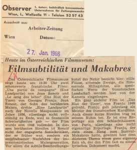Heute im Österreichischen Filmmuseum: Filmsubtilität und Makabres