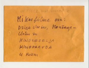 Envelope with Microfilms: Dziga Vertov, editing lists for Kinonedelja, Kino-Pravda, 4 Reels