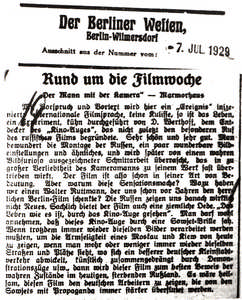 Rund um die Filmwoche - Der Mann mit der Kamera