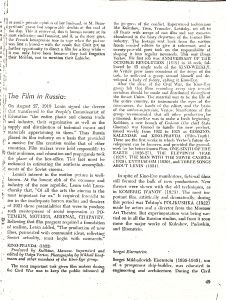 The Russian Film. New Beginnings