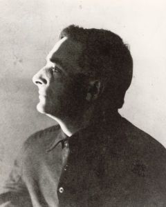 Portrait of Vertov with a bright shaft of light
