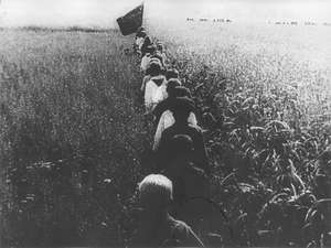 Pioniere marschieren durchs Feld