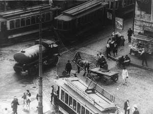 Straßenszene in der Vogelperspektive